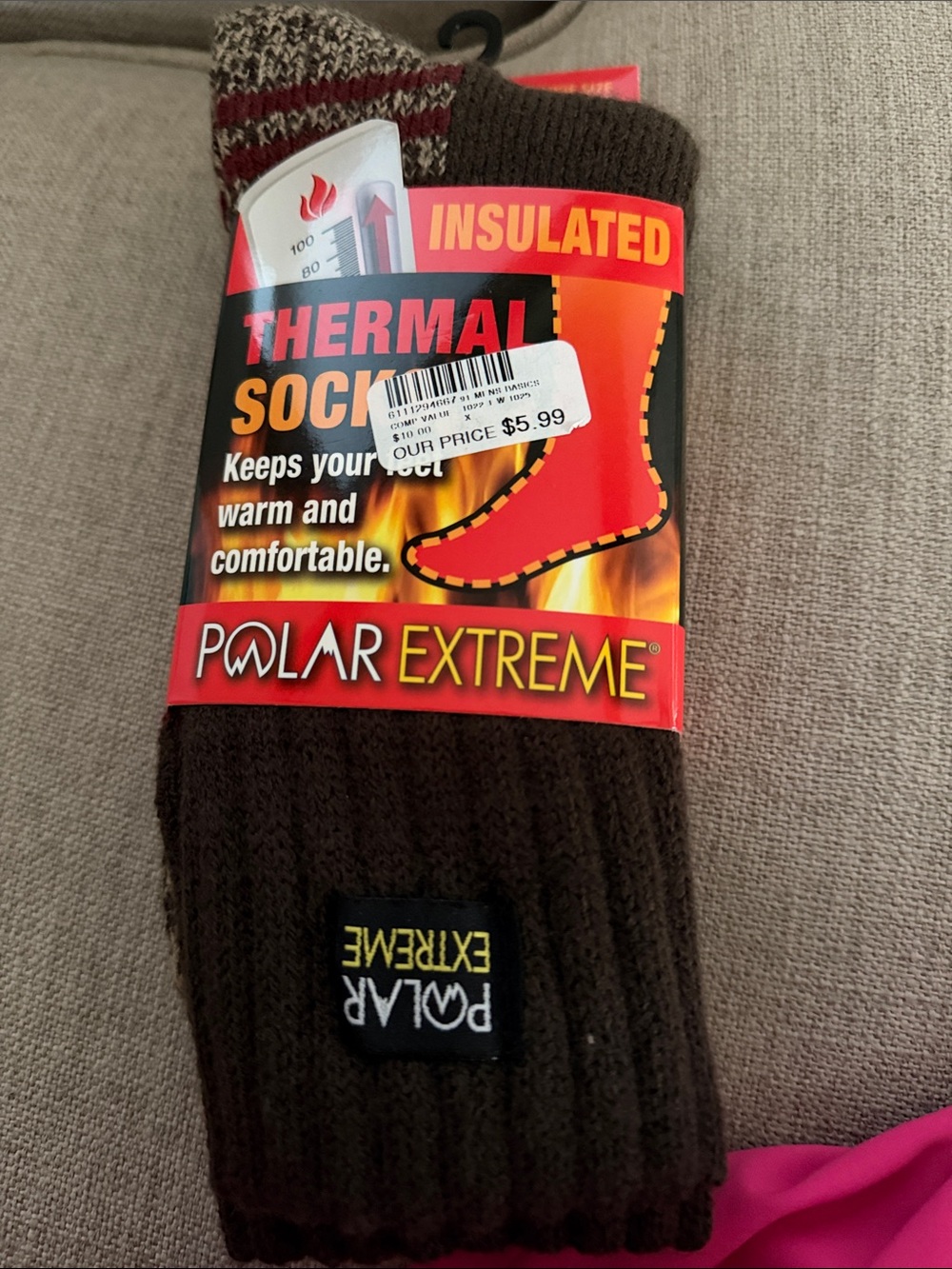 Polar Extreme Insulated Thermal Socks in Brown